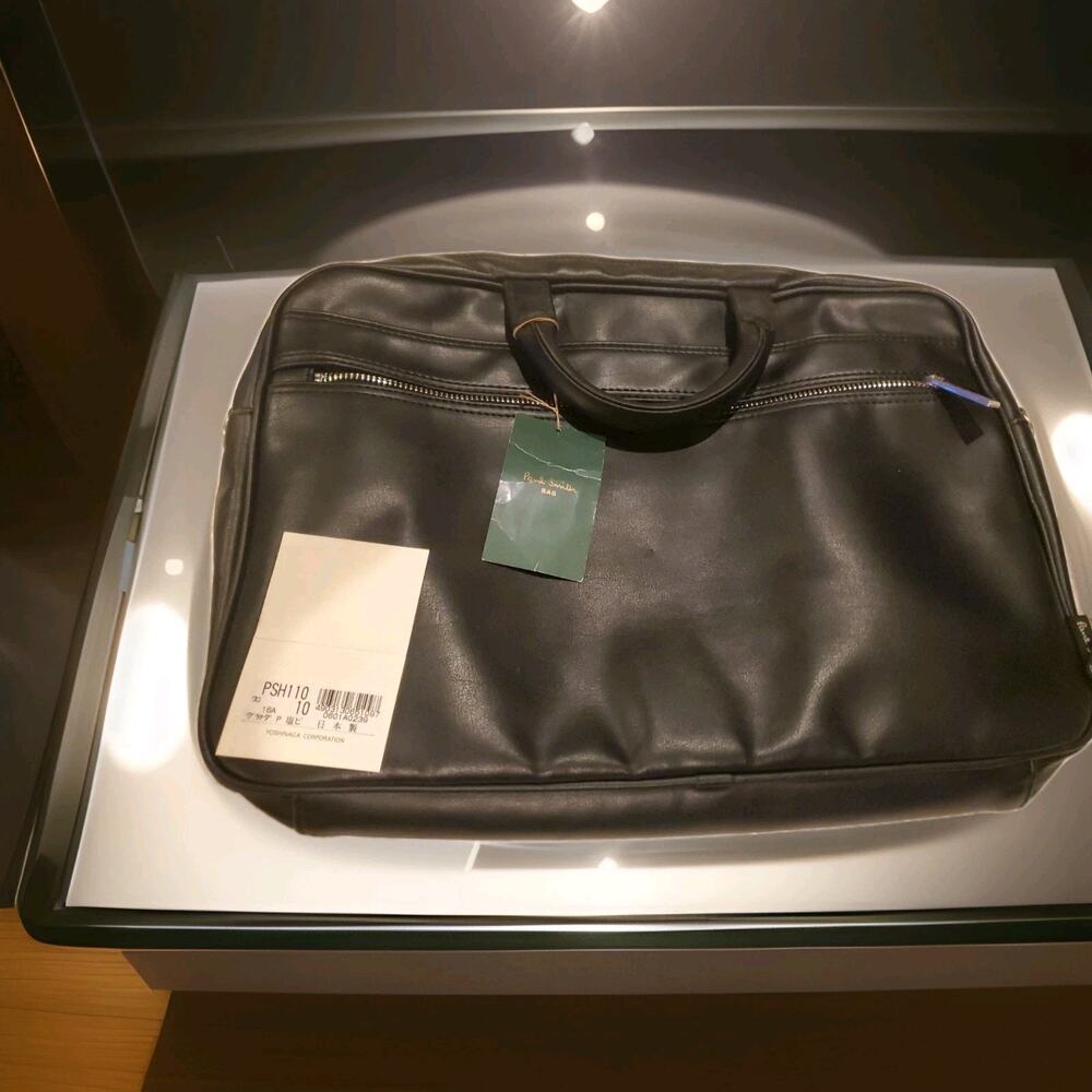 Paul Smith Black Leather Laptop Business Minamalist Bag NWT